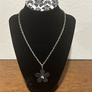 Emberly Black Floral Pendant Necklace